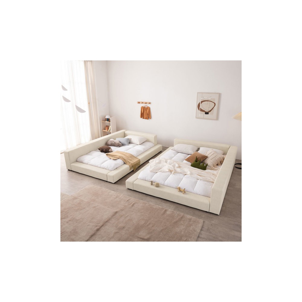 상일리베가구 큐브 저상형 낮은 가죽 침대 SS/Q