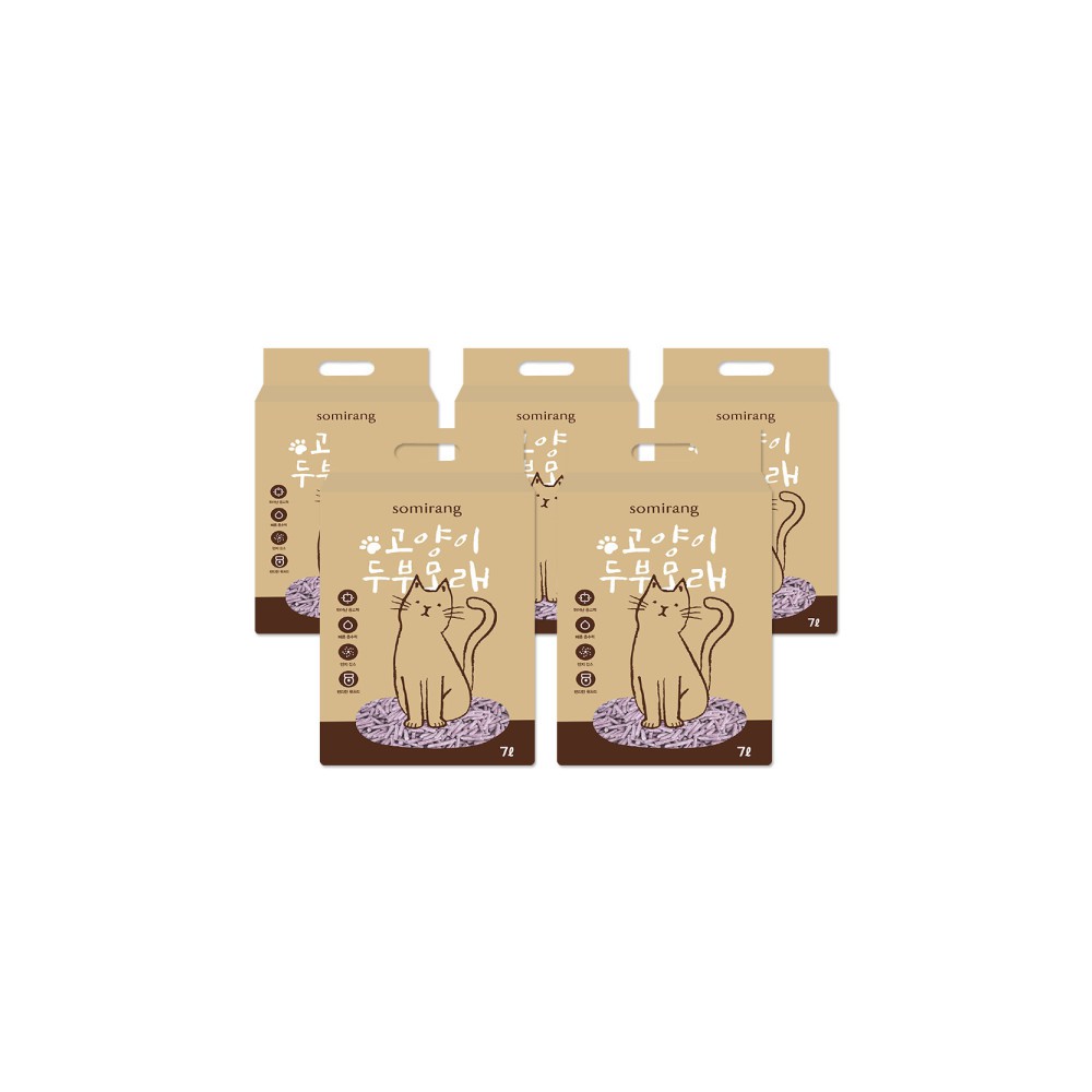 소미랑 고양이 두부모래 가는입자 라벤더향 7L 5팩